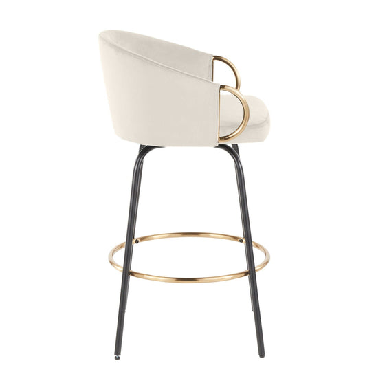 Claire - 26" Fixed-Height Counter Stool With Swivel And Round Gold Metal Footrest (Set of 2) - Black Metal
