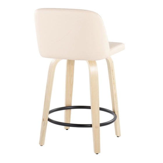 Toriano - 24" Fixed-height Counter Stool (Set of 2) - Cream, Black And Natural