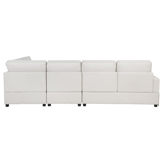 Delmar - Velvet Upholstered Sectional Sofa Skirted Base - Latte