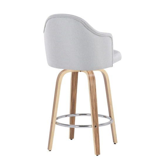Ahoy - Fixed - Height Counter Stool - Zebra Wood Legs And Round Footrest (Set of 2)