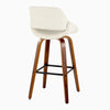 Fabrico - 30" Fixed-Height Barstool With Swivel And Square Black Metal Footrest (Set of 2) - Walnut Wood