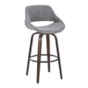 Fabrico - 30" Fixed-Height Barstool With Swivel And Round Black Metal Footrest (Set of 2) - Walnut Glazed Wood