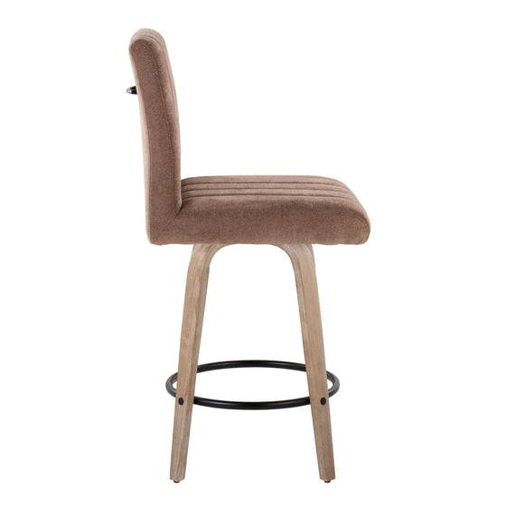 Hank - 26" Fixed-Height Counter Stool With Swivel And Round Black Metal Footrest (Set of 2) - Whitewashed Wood