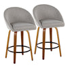 Matisse - 26" Highback Fixed-Height Counter Stool With Swivel And Round Black Metal Footrest (Set of 2) - Walnut Wood
