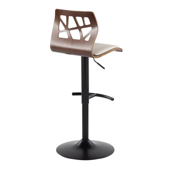 Folia - Adjustable Barstool (Set of 2) - Walnut Backrest & Black Base