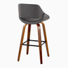 Fabrico - 30" Fixed-Height Barstool With Swivel And Square Black Metal Footrest (Set of 2) - Walnut Wood
