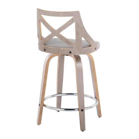Charlotte - 24" Fixed-height Counter Stool (Set of 2) - Light Gray