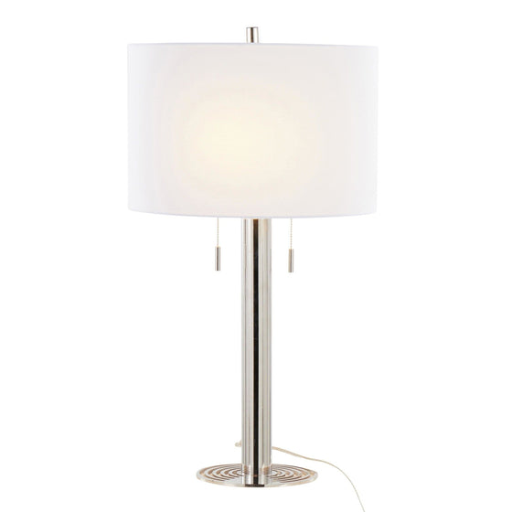 Master - 29" Metal Table Lamp - Polished Nickel And White Linen Shade from Grandview Gallery (Set of 2)