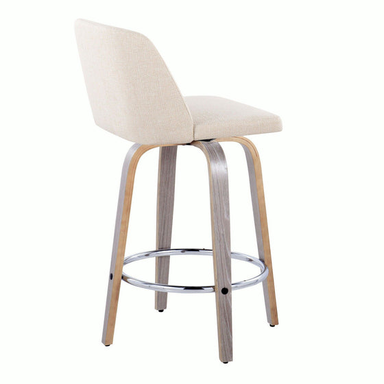 Toriano - 26" Fixed-height Counter Stool (Set of 2) - Light Gray And Cream