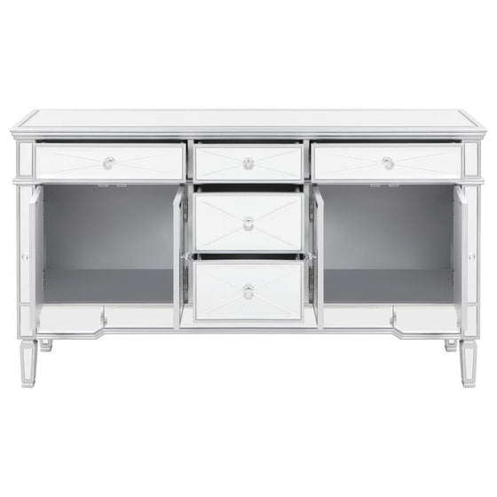 Duchess - 5-Drawer Mirrored Storage Accent Cabinet - Silver