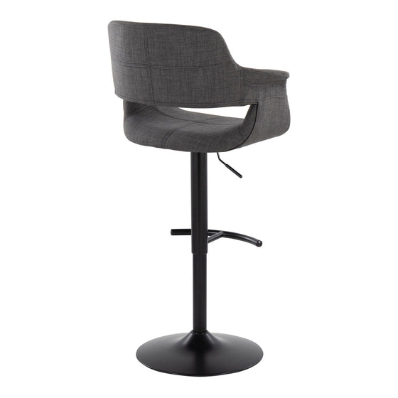 Vintage Flair - Adjustable Fabric Barstool (Set of 2) - Black Base