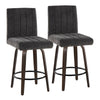 Hank - 26" Fixed-Height Counter Stool With Swivel And Round Black Metal Footrest (Set of 2) - Walnut Glazed Wood
