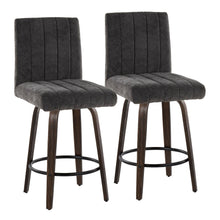  Hank - 26" Fixed-Height Counter Stool With Swivel And Round Black Metal Footrest (Set of 2) - Walnut Glazed Wood