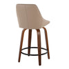 Diana - 24" Fixed-Height Counter Stool With Swivel And Round Black Metal Footrest (Set of 2) - Walnut Wood