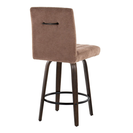 Hank - 26" Fixed-Height Counter Stool With Swivel And Round Black Metal Footrest (Set of 2) - Walnut Glazed Wood
