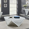 Amore - Square Mirrored Acrylic Crystal Coffee Table - Silver
