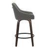 Hannah - 26" Fixed-Height Counter Stool With Swivel And Round Black Metal Footrest (Set of 2) - Walnut Glazed Wood