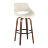 Fabrico - 30" Fixed-Height Barstool With Swivel And Round Black Metal Footrest (Set of 2) - Walnut Wood