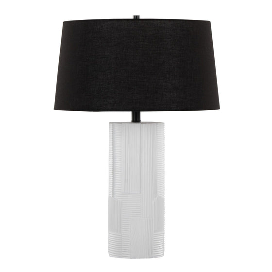 Petra - 26" Polyresin Table Lamp - Cream Polyresin And Black Metal With Black Linen Shade (Set of 2)