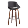 Fabrico - 30" Fixed-Height Barstool With Swivel And Round Black Metal Footrest (Set of 2) - Walnut Wood