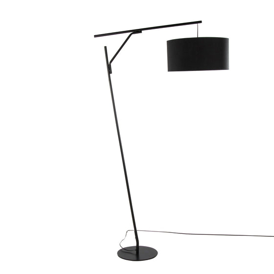 Daniella - Salon 70" Floor Lamp - Black Metal With Black Linen Shade
