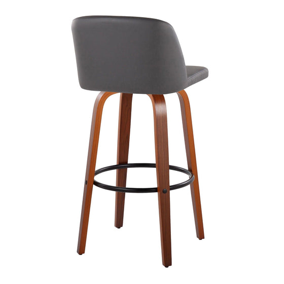 Toriano - 30" Faux Leather Fixed-height Barstool (Set of 2) - Dark Gray