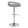 Grotto - Adjustable Barstool With Swivel And Rounded T Footrest (Set of 2) - Chrome Metal, Light Gray Wood, And Light Gray Fabric