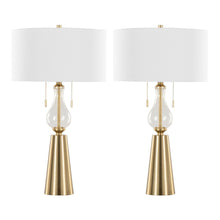  Rook - 30" Table Lamp (Set of 2) - Gold Metal And Clear Glass With White Linen Shade