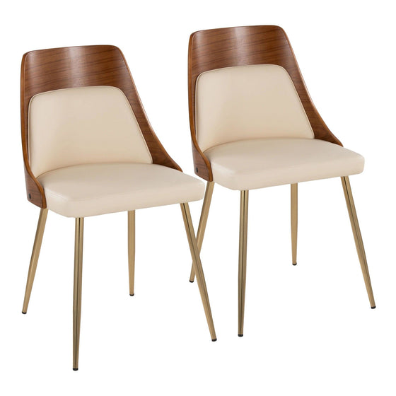 Anabelle - Dining / Accent Chair (Set of 2) - Gold Metal, Walnut Wood