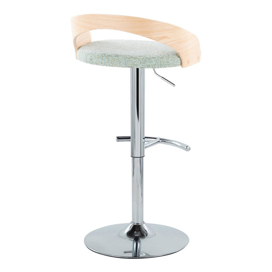 Grotto - Adjustable Barstool (Set of 2) - Silver Base And Natural Backrest