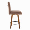 Hank - 26" Fixed-Height Counter Stool With Swivel And Round Black Metal Footrest (Set of 2) - Walnut Wood