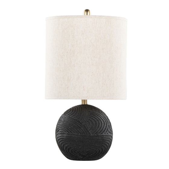 Kona - 23" Polyresin Table Lamp - Matte Black Polyresin, Brass And Natural Linen Shade from Grandview Gallery (Set of 2)