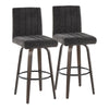 Hank - 30" Fixed-Height Barstool With Swivel And Round Black Metal Footrest (Set of 2) - Walnut Glazed Wood