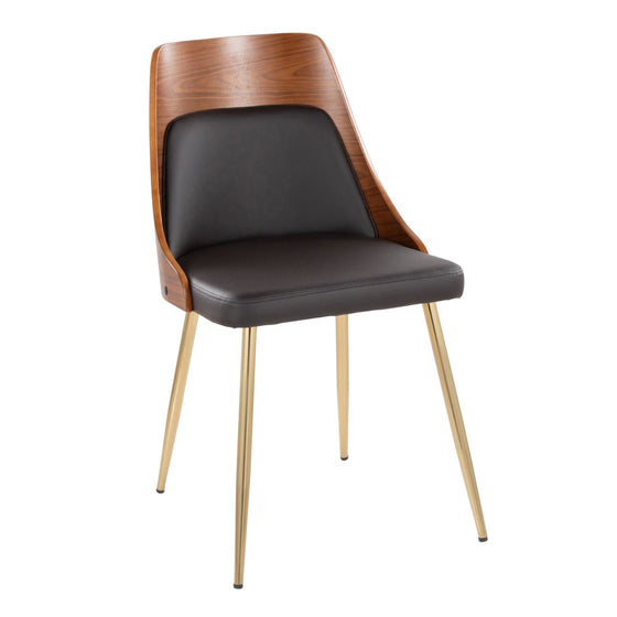 Anabelle - Dining / Accent Chair (Set of 2) - Gold Metal, Walnut Wood