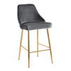 Marcel - 25" Glam Fixed-Height Counter Stool - Gold Metal And Blue Velvet (Set of 2)