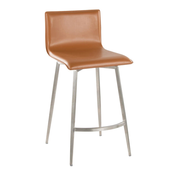 Mara - 26" Upholstered Fixed-Height Counter Stool With Swivel (Set of 2) - Stainless Steel