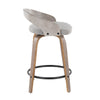 Grotto - 24" Fixed-Height Counter Stool With Swivel And Round Black Metal Footrest (Set of 2) - Light Gray Wood And Light Gray Fabric