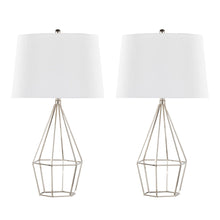 Geome - 27" Metal Table Lamp - Polished Nickel With White Linen Shade From Grandview Gallery (Set of 2)