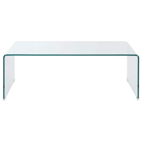 Ripley - Rectangular Tempered Bent Glass Coffee Table - Clear