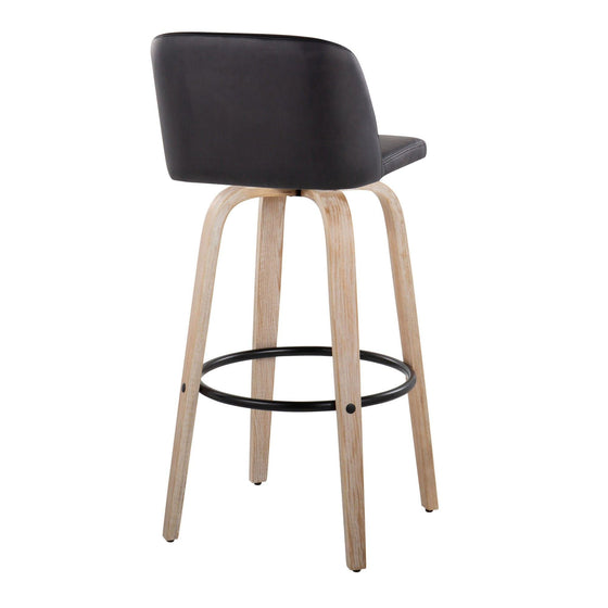 Toriano - 30" Fixed-Height Barstool (Set of 2) - Gray & Black Round Base