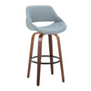 Fabrico - 30" Fixed-Height Barstool With Swivel And Round Black Metal Footrest (Set of 2) - Walnut Wood