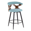 Gardenia - 25" Fixed-Height Counter Stool With Swivel And Rounded Black Metal Footrest (Set of 2) - Black Metal, Walnut Wood