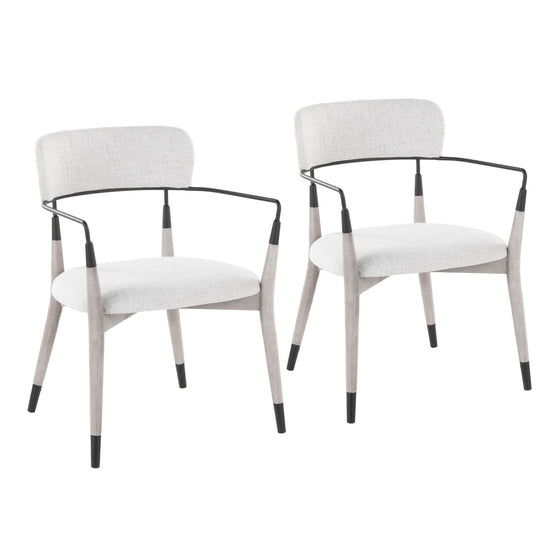 Savannah - Chair (Set of 2) - Gray Brushed Wood, Light Gray Fabric, Black Metal