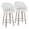 Matisse - 26" Highback Fixed-Height Counter Stool With Swivel And Round Chrome Metal Footrest (Set of 2) - Light Gray Wood