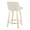 Toriano - 24" Fixed-Height Counter Stool (Set of 2) - Natural & Chrome Round Base