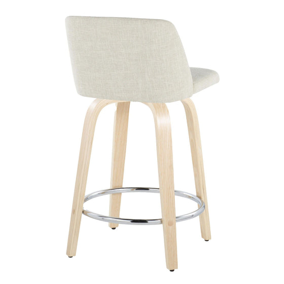 Toriano - 24" Fixed-Height Counter Stool (Set of 2) - Natural & Chrome Round Base