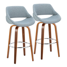  Fabrico - 30" Fixed-Height Barstool With Swivel And Round Chrome Metal Footrest (Set of 2) - Walnut Wood