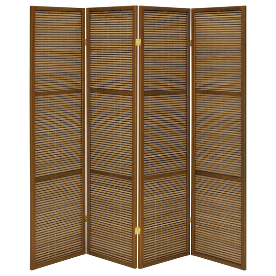Browning - 4 - Panel Bamboo Room Divider Folding Screen - Walnut