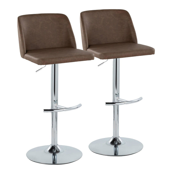 Toriano - Adjustable Barstool (Set of 2) - Chrome Base