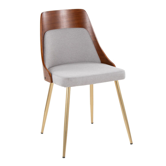 Anabelle - Dining / Accent Chair (Set of 2) - Gold Metal, Walnut Wood